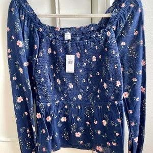 Old Navy NWT women printed long sleeve blouse size small